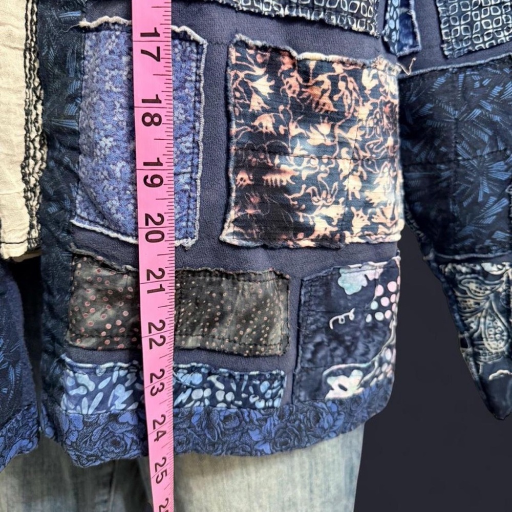 Blue Patchwork Bomber Jacket - image 2